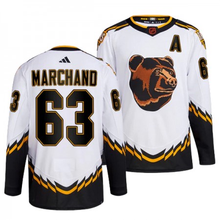 Miehille NHL Boston Bruins Pelipaita Brad Marchand 63 Adidas 2022-23 Reverse Retro 2.0 Valkoinen Authentic